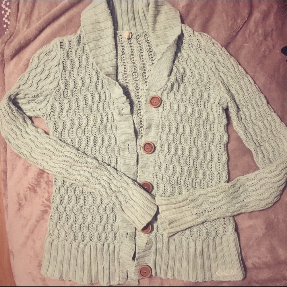 O'Neill Light Green Cable Knit Cardigan